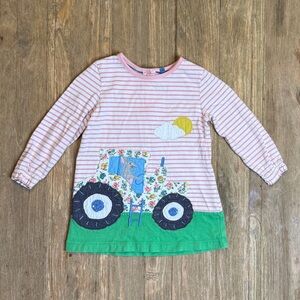 Baby Boden Pink Striped Tractor, Bunny, Pig Tunic Dress Shirt, 18-24M
